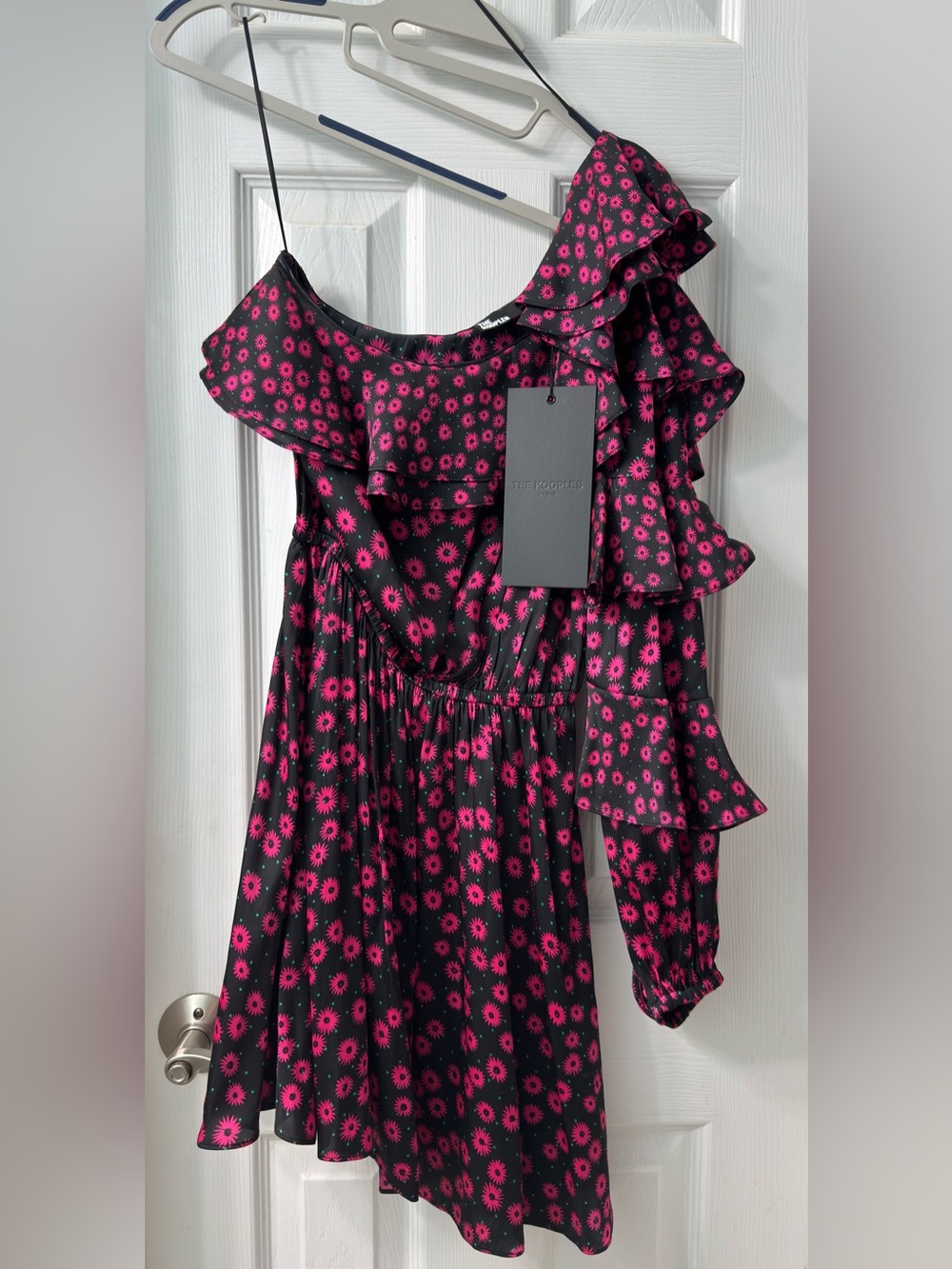 NWT The Kooples Daisy Dots One-Shoulder Dress Size 0